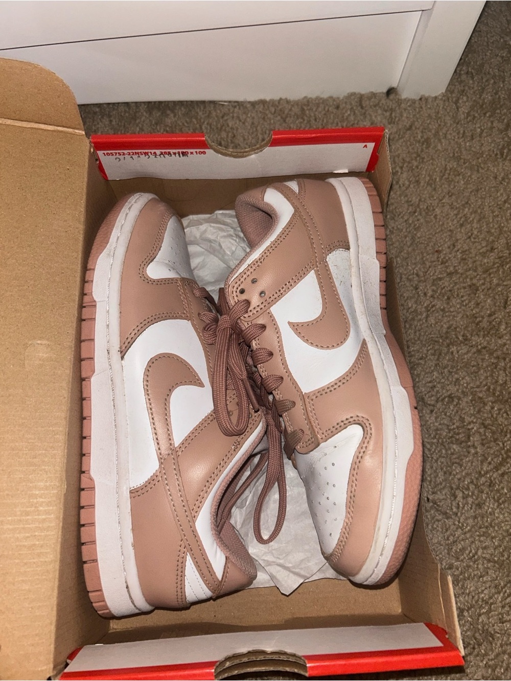 Nike Dunk Low Sneakers in Dusty Pink and White